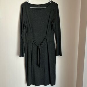 J. Jill Women’s long sleeve crew neck tie front dark gray slate gray dress Small